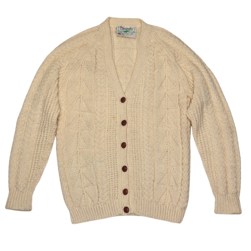 Vintage Snowboard Sweater Grandpacore Crochet Cream Men Wool Size